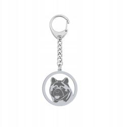 Mejk Jewellery Amerikai akita kulcstartó Ezüst925 Ajándék Gravírozás Ingyenes (BE R864)
