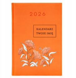  Könyvnaptár A5 2026 Évtervező Narancssárga Naptár Név Varázsló (Planer 26 Pomarańczowy Kalendarz Imię)