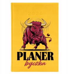 FunnyCase Könyvnaptár 2026 A5 Sárga Napi Irodai határidőnapló Bika tervező (Kalendarz Planer Byczka Żółty)
