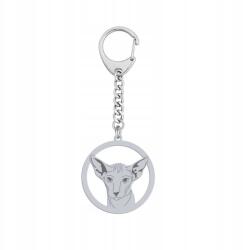 Mejk Jewellery Ezüst kulcstartó Peterbald macska 925 Ékszer Ajándék Gravírozás Ingyenes (brelok srebrny z Kot Peterbald)