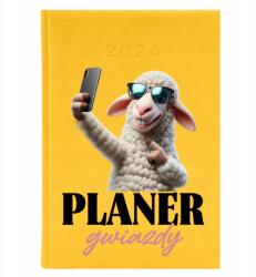 FunnyCase Könyvnaptár 2026 A5 Sárga Napi Irodai Határidőnapló Csillagtervező (Kalendarz Planer Gwiazdy Żółty)