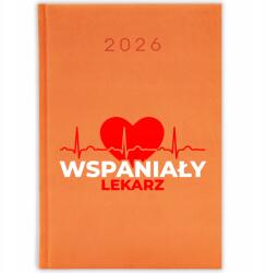 FunnyCase Könyvnaptár 2026 Csodálatos Orvos Narancssárga Ajándék Mix Minták (Kalendarz Pomarańczowy WSPANIAŁY LEKARZ)