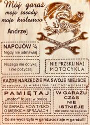 GrawerniaDDZ Garázs Szabályok Fa tábla Gravírozás Lézer (gar1)