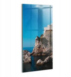 Wallfluent Üvegkép Fotó Inspiráló Dubrovniki Sziklák 50x100 (010010010170100075793)