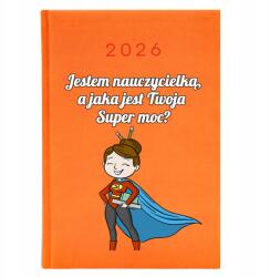  Könyvnaptár A5 2026 Narancssárga Tanárnőnek Szupererő Varázsló (Planer 26 Pomarańczowy Supermoc)