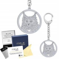 Mejk Jewellery Ezüst kulcstartó Maine Coon 925 Ajándék ékszer Gravírozás (gadżet do kluczy z kotem Maine Coon)