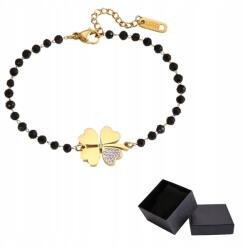 Ann Eivor Karkötő Arany Lóhere Kristályok Fekete Gyöngyök Sebészeti Acél (Bransoletka Łańcuszki Czarne Koraliki) - allegro - 3 620 Ft