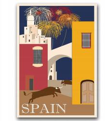 DecorOutlet Vintage Spanyolország poszter Világos bükkfa kerettel 21x29 cm (pcrm-21x29_7-w0009054)