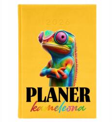 FunnyCase Könyvnaptár 2026 A5 Sárga Napi határidőnapló Kaméleon tervező Minták (Kalendarz Planer Kameleona Żółty)