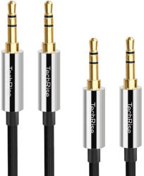 TechRise Комплект от 2 броя качествени 3.5 мм аудио кабела (150 см и 250 см) - TechRise CAC05327BA02 2-Pack Nylon Braided Premium Auxiliary Aux Audio Cable Cord (черен) (CAC05327BA02)