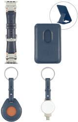 4smarts Комплект портфейл (джоб) с MagSafe, ключодържател за Apple AirTag, док за зареждане на Apple Watch и каишка за Apple Watch - 4smarts Style Accessory Set (тъмносин) (541482)