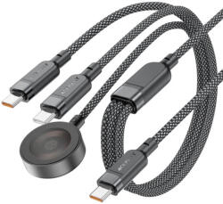 ACEFAST 3-in-1 USB-C and Apple Watch Cable 100W - USB-C кабел с 2xUSB-C конекторa и конектор за зареждане на Apple Watch (120 см) (черен) (C6-11)