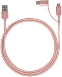 Torrii Изключително здрав кевларен кабел за устройства с microUSB и USB-C (1 метър) - Torrii KeVable 2-in-1 Universal USB Cable (1 meter) (розово злато) (TOR-KEV-09)