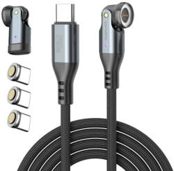 4smarts GravityCord Magnetic USB-C to USB-C Cable Set 240W - USB-C кабел с магнитен накрайник за устройства с USB-C (180см) (черен) (541237)