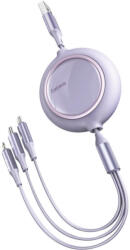 Baseus Универсален USB кабел с Lightning, microUSB и USB-C конектори (120 см) - Baseus Bright Mirror 3-in-1 Retractable USB Cable 3.5A (CAMLT-MJ05) (лилав) (CAMLT-MJ05)