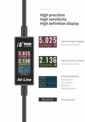 AV-Line USB Lightning кабел с измерване на ток, напрежение и консумация за iPhone, iPad и iPod с Lightning порт - AV-Line Digital Display Lightning USB Cable (черен)