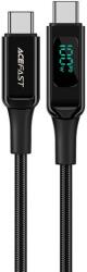 ACEFAST Здрав кабел с LED дисплей и въжена оплетка с бързо зареждане за устройства с USB-C порт (200 см) - Acefast C6-03 LED Display USB-C to USB-C Cable 100W (черен)
