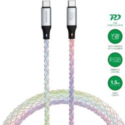 4smarts Здрав кабел с бързо зареждане и подсветка за устройства с USB-C порт - 4smarts RGBCord USB-C to USB-C Cable 60W (бял) (150 см) (541440)