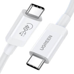 UGREEN USB4 USB-C to USB-C Cable, 8K, 100W, 40Gbps - USB4 кабел за устройства с USB-C порт (80 см) (бял) (US506)