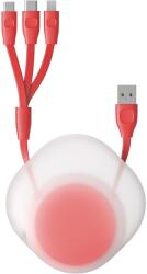 Baseus Универсален USB кабел с Lightning, microUSB и USB-C конектори (80 см) - Baseus Lets Go Little Reunion One-Way Stretchable 3-in-1 USB Cable (CAMLT-TY09) (червен) (CAMLT-TY09)