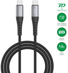 4smarts Кабел с бързо зареждане за устройства с USB-C порт - 4smarts USB-C to USB-C Data Cable 60W (черен) (150 см) (541454)