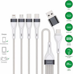 4smarts Универсален USB-C кабел с Lightning, microUSB и USB-C конектори (25 см) - 4smarts 4-in-2 Multi-Charging USB Cable (бял) (541299)