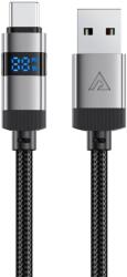 ACEFAST Здрав кабел с въжена оплетка с бързо зареждане за устройства с USB-C порт (120 см) - Acefast USB-A to USB-C Cable with LED Display 66W (черен) (C15-04)
