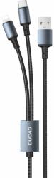 Dudao Универсален USB кабел с Lightning и USB-C конектори (120 см) - Dudao LBA 2-in-1 Charging Cable 6A (черен) (TGL2)