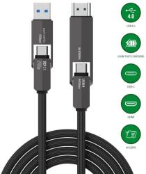 4smarts Качествен USB-C към USB-C кабел и USB-C към USB-C адаптер - 4smarts ComboCord USB4 HDMI USB-C to USB-C Adapter Cable 240W (черен) (150 см) (549240)