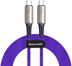 Baseus Кабел с въжена оплетка за устройства с USB-C порт (200 см) - Baseus Water Drop USB-C to USB-C Cable PD 2.0 60W (CATSD-K05) (лилав) (CATSD-K05)