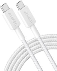 Anker Кабел с въжена оплетка и бързо зареждане за устройства с USB-C порт (180 см) - Anker 322 USB-C to USB-C Cable 60W (бял) (A81F6G21)