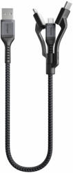 Nomad Здрав кевларен кабел за устройства с Lightning, microUSB и USB-C порт (30 см) - Nomad Kevlar USB-A to Universal Cable (черен) (NM01511B00)