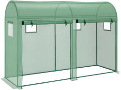 Outsunny Sera Tunel cu 2 Usi si 4 Ferestre Cadru in otel Acoperire in PE, Verde 300x100x200cm | Aosom Romania (845-416)