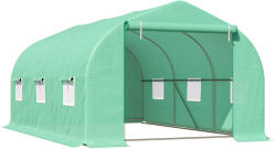 Outsunny Seră pentru Grădină cu 6 Ferestre, Ușă Rulantă și Acoperiș Învelit PE, 4, 5x3x2 m, Verde Închis | Aosom Romania (845-020)
