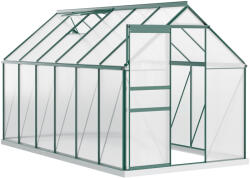 Outsunny Sera din aluminiu pentru plante cu ventilatie, sera pentru legume, fructe, ierburi 190 x 375cm, Verde | Aosom Romania (845-540V02GN)