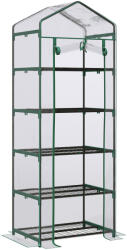 Outsunny Mini Sera de Gradina si Terasa cu 5 Etajere pentru Plante Gradina de Legume, fructe, ierburi din Otel si PVC, 69x49x193cm Outsunny | Aosom Romania (845-383V01)
