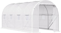 Outsunny Sera tunel cu 8 ferestre si usa rulanta, sera de gradina tunel pentru plante, 5x2x2m, alb | Aosom Romania (845-071V02)