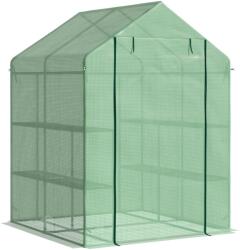 Outsunny Seră de Grădină cu Rafturi, Protecție din PE și Ușă Rulantă, 143x138x190 cm, Verde | Aosom Romania (845-510)