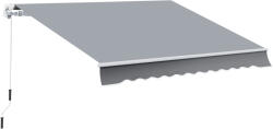 Outsunny Copertina pentru soare pentru exterior tip rulou cu manivela, acoperis impermeabil, metal si aluminiu, gri, 395x245cm (840-151GY)