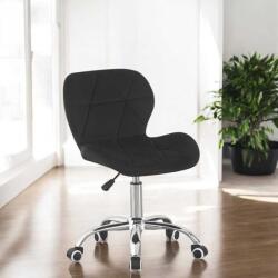 Procart Scaun de birou in stil scandinav, inaltime 72-84 cm, roti mobile cauciucate, baza otel cromat, velur, negru (HS177SBLACK) - cartuseria