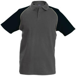Kariban Férfi baseball galléros rövid ujjú piké póló, Kariban KA226, Slate Grey/Black-3XL (ka226sl-bl-3xl)