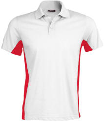 Kariban Férfi kétszínű rövid ujjú galléros piké póló, Kariban KA232, White/Red-3XL (ka232wh-re-3xl)