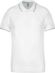 Kariban Férfi kontrasztcsíkos rövid ujjú galléros piké póló, Kariban KA250, White/Sky Blue/Light Grey-S (ka250wh-sb-lgr-s)