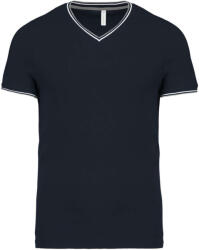 Kariban Férfi V-nyakú piké póló, kontrasztos szélekkel, Kariban KA374, Navy/Light Grey/White-XL (ka374nv-lgr-wh-xl)
