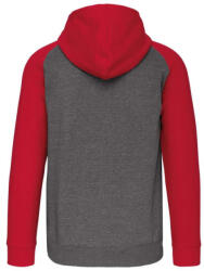 Proact PA380 kétszínű cipzáras kapucnis kapucnis pulóver Proact, Grey Heather/Sporty Red-S (pa380grh-sre-s)