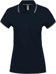 Kariban Női kontrasztcsíkos rövid ujjú galléros piké póló, Kariban KA251, Navy/Light Grey/White-L (ka251nv-lgr-wh-l)