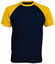 Kariban Férfi raglán ujjú kétszínű baseball póló, Kariban KA330, Navy/Yellow-3XL (ka330nv-ye-3xl)