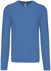 Kariban Férfi V-nyakú keskeny szabású pulóver, Kariban KA965, Light Royal Blue-L (ka965lro-l)