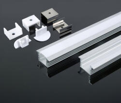 V-TAC VT-8115 szerelőkészlet diffúzorral LED szalaghoz, süllyesztett, 2000 x 24, 5 x 12, 2 mm, ezüst (3357)