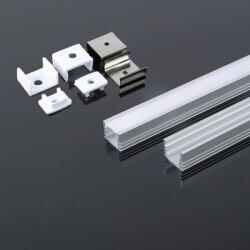 V-TAC LED szalag profil, ezüst/fehér fedő, 2000mm, V-TAC, 3358 (3358)
